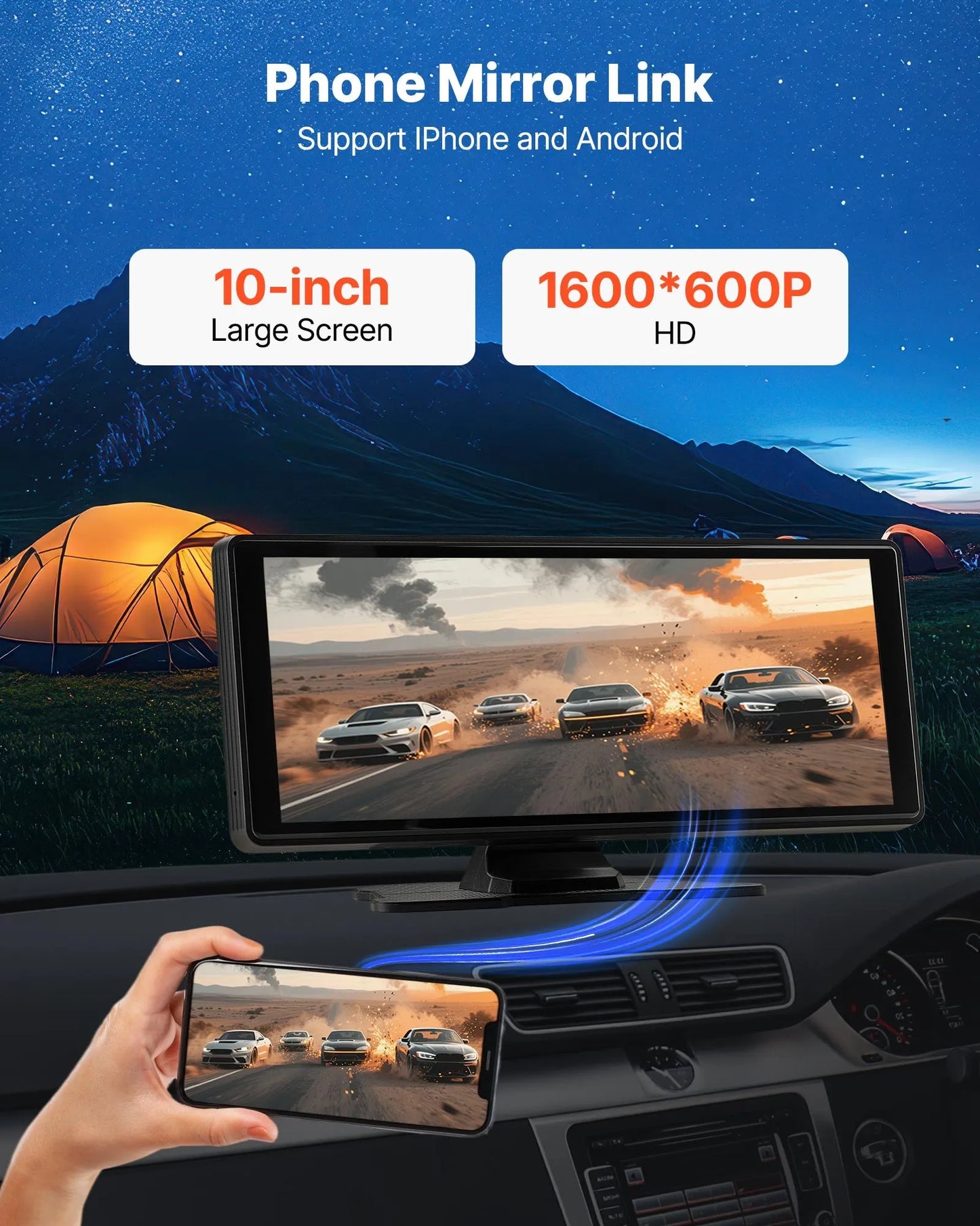10" Trådlös CarPlay‑skärm
