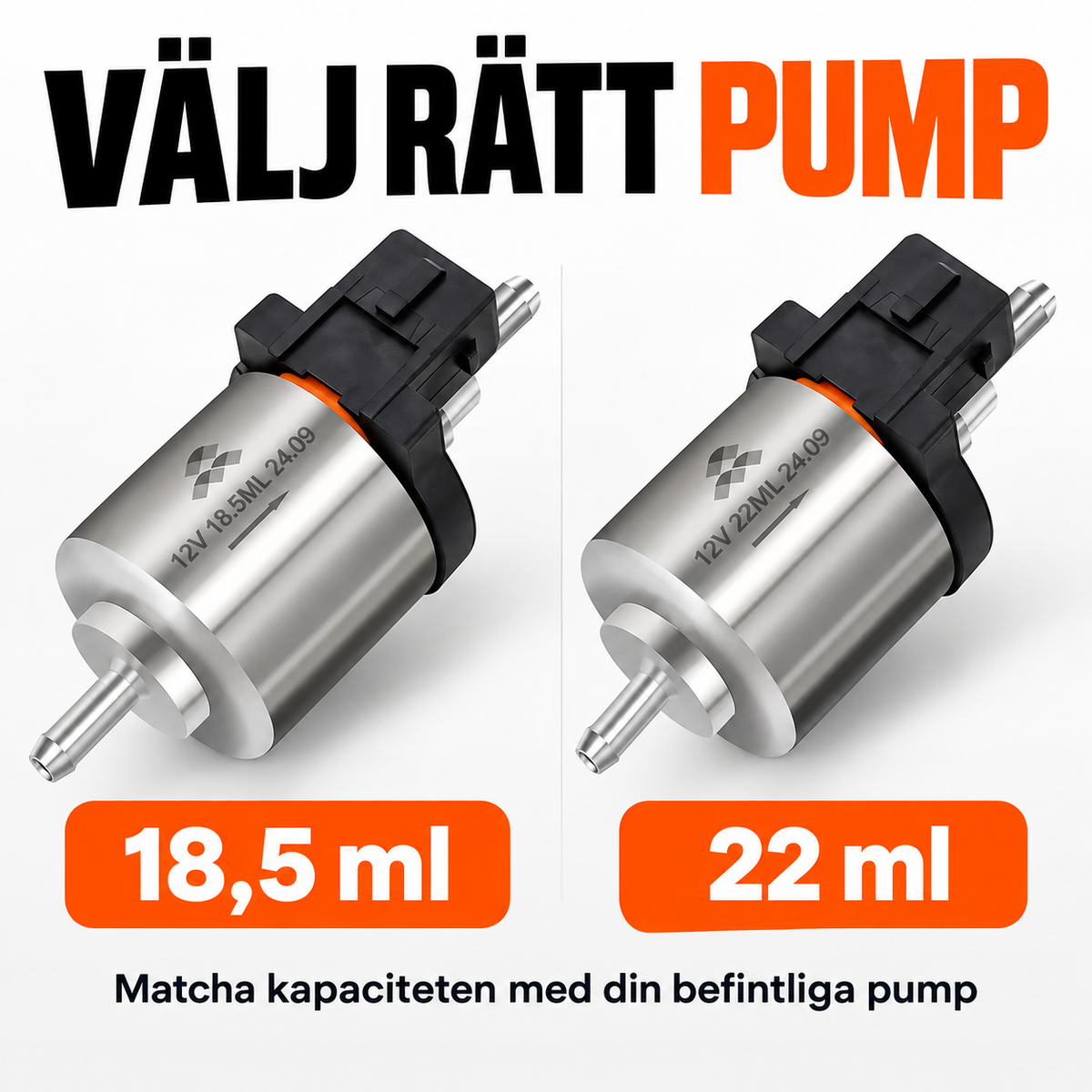 Jämförelse mellan 18,5 ml och 22 ml bränslepump för dieselvärmare