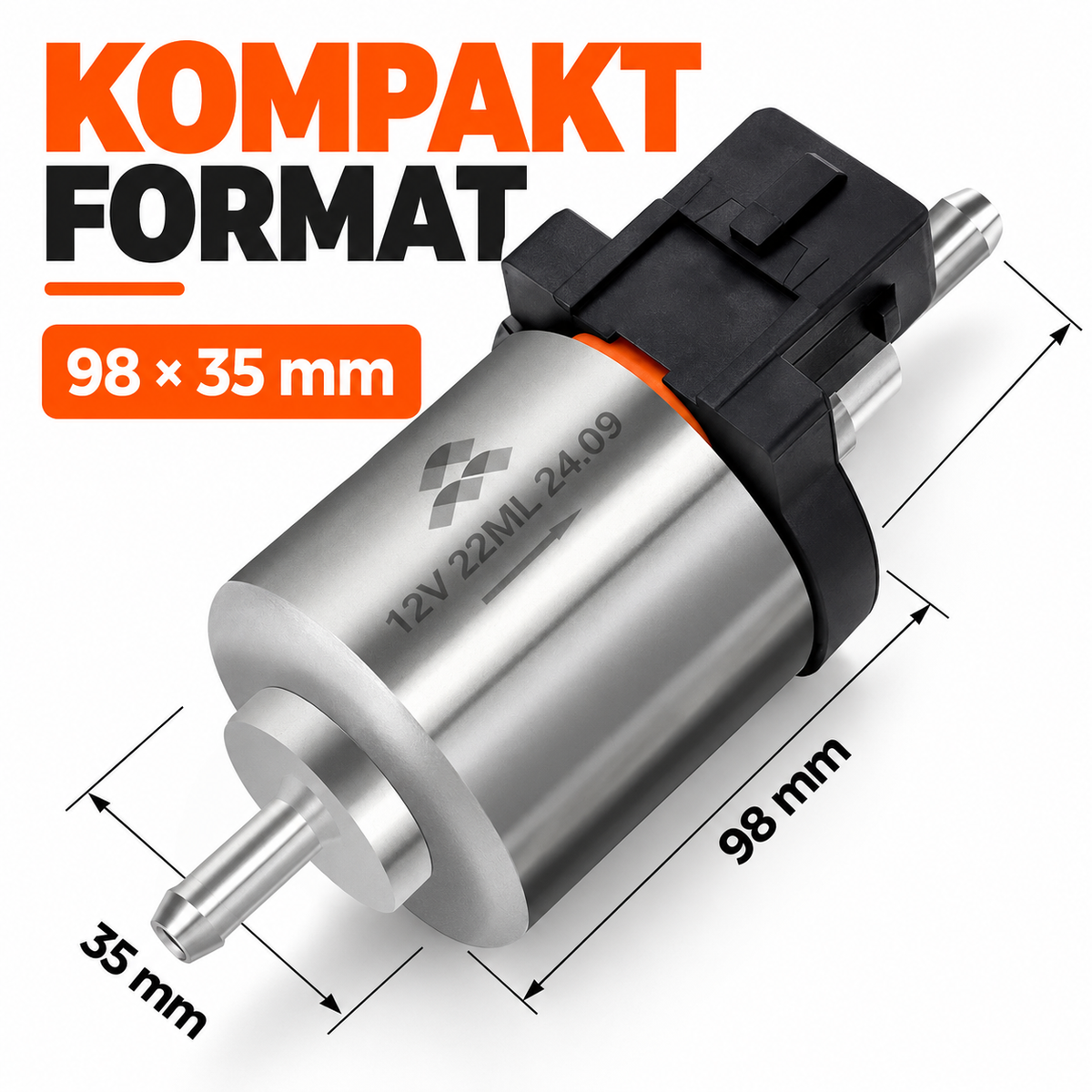 Bränslepump för dieselvärmare med måtten 98 x 35 mm