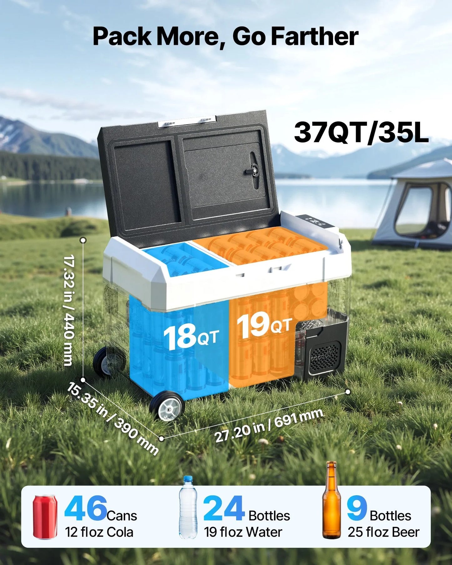 35 Liter Kyl/Frys 2 Fack / 2 Temperaturer