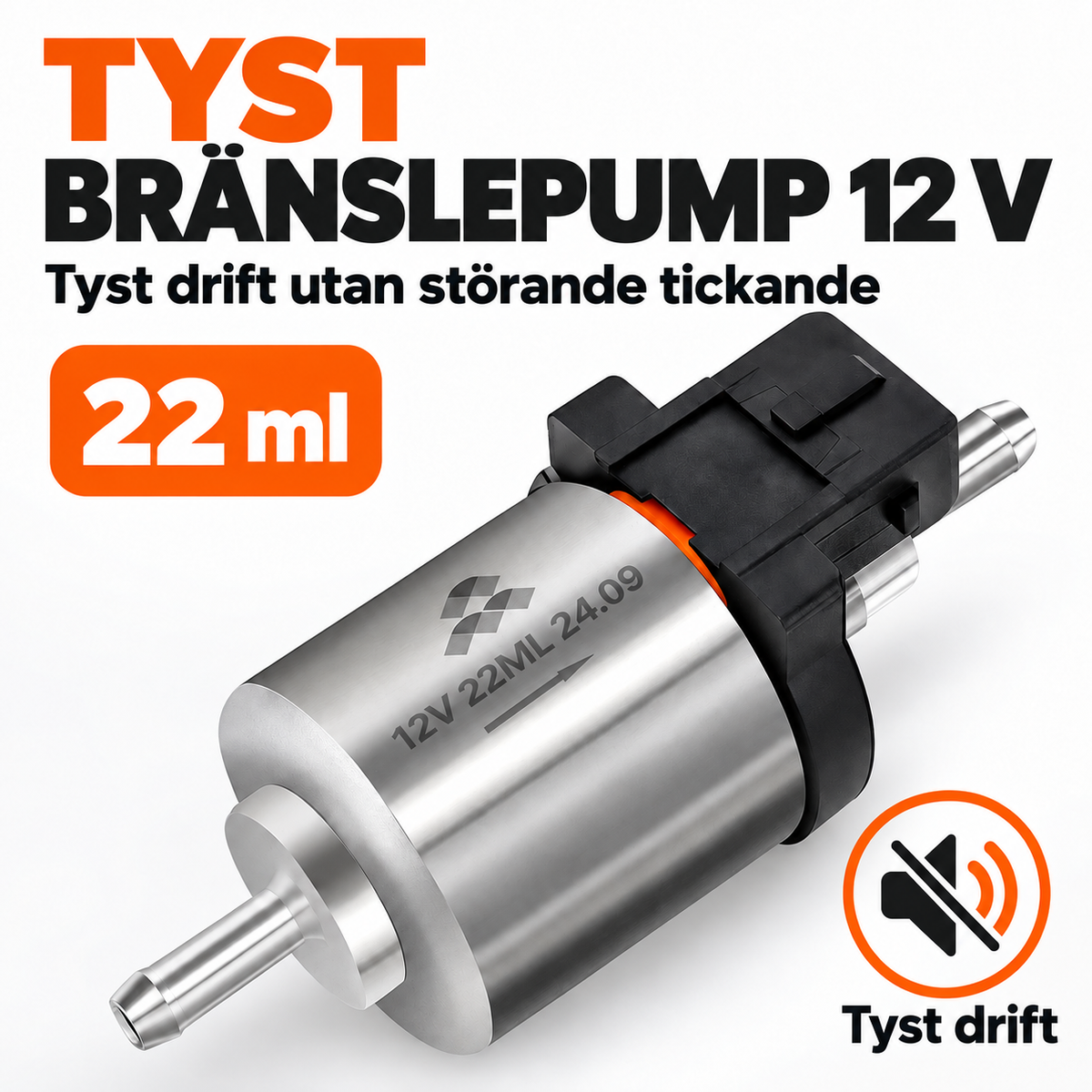 Tyst 12 V bränslepump för dieselvärmare i 22 ml-utförande