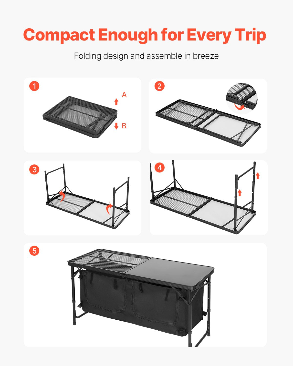 Hopfällbart campingköksbord – smart design för utomhusmatlagning