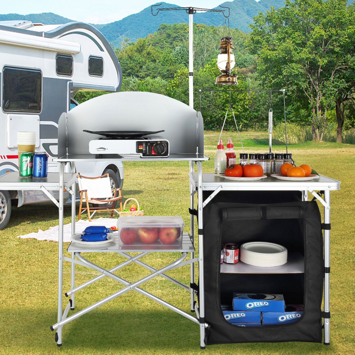Fällbart campingköksbord – smart förvaring