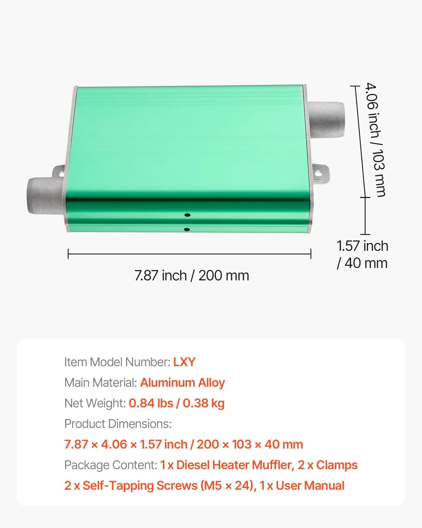 Ljuddämpare för dieselvärmare 2–8 kW